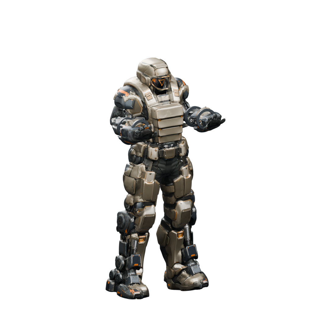Complete Aegis Works MK1 armor fitted to the same mech