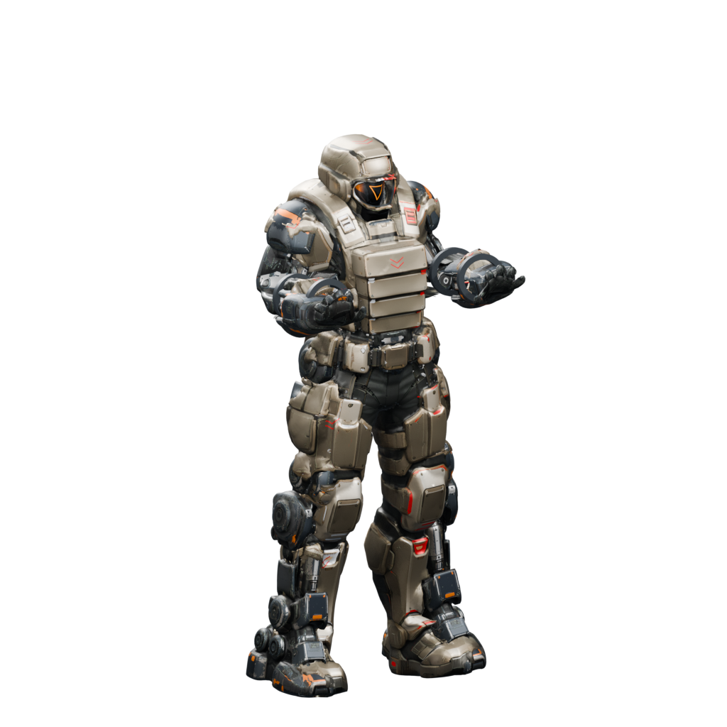 Complete Aegis Works MK2 armor fitted to the same mech